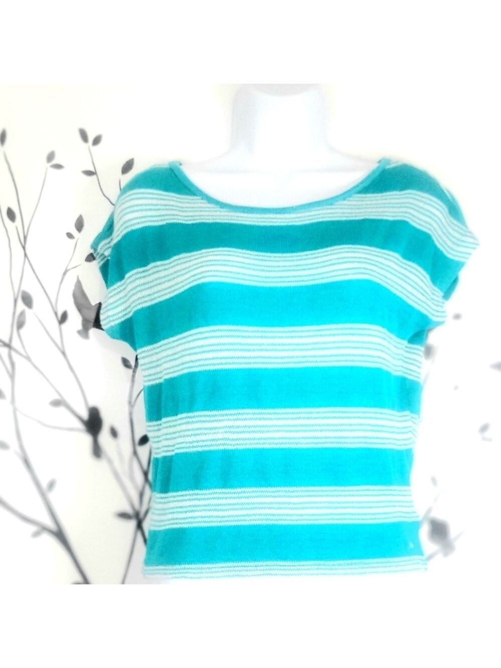 Aeropostale Womens Striped Knitted Pullover Sweater Blue White XS